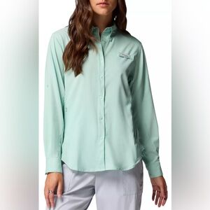 Columbia PFG Tatiama II Light Green Long Sleeve Shirt
